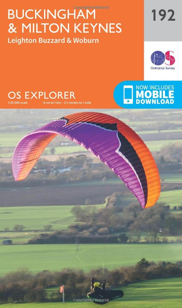 Ordnance Survey Explorer Map 192: Buckingham & Milton Keynes, Leighton Buzzard & Woburn